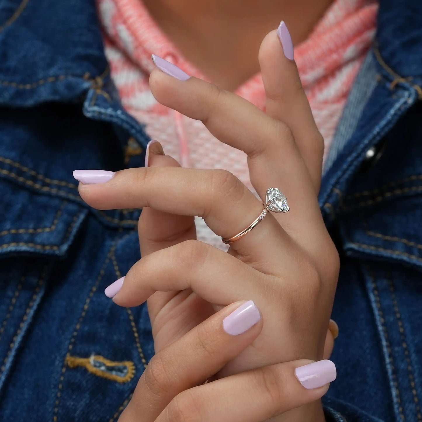 2.55 CT Round Diamond Solitaire Accent Engagement Ring