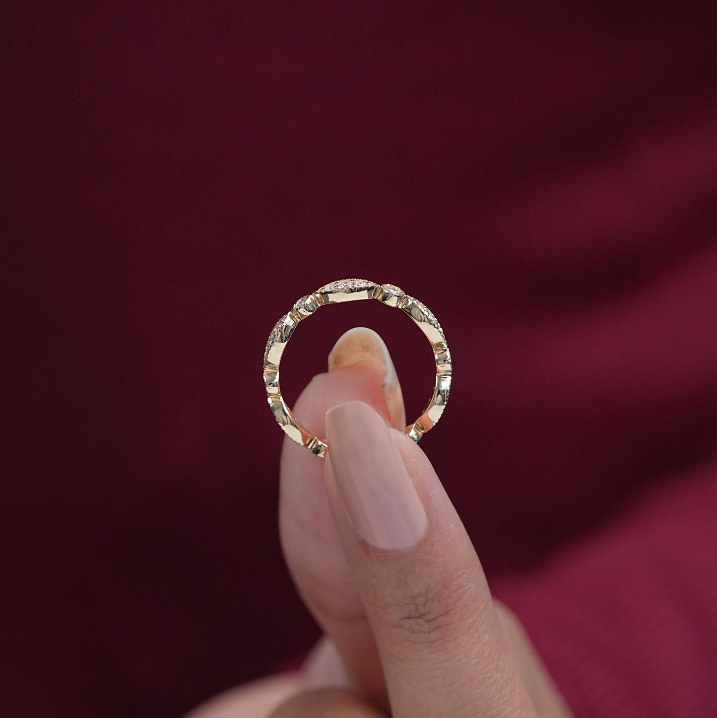 Round Cut Lab Diamond Milgrain Set Band