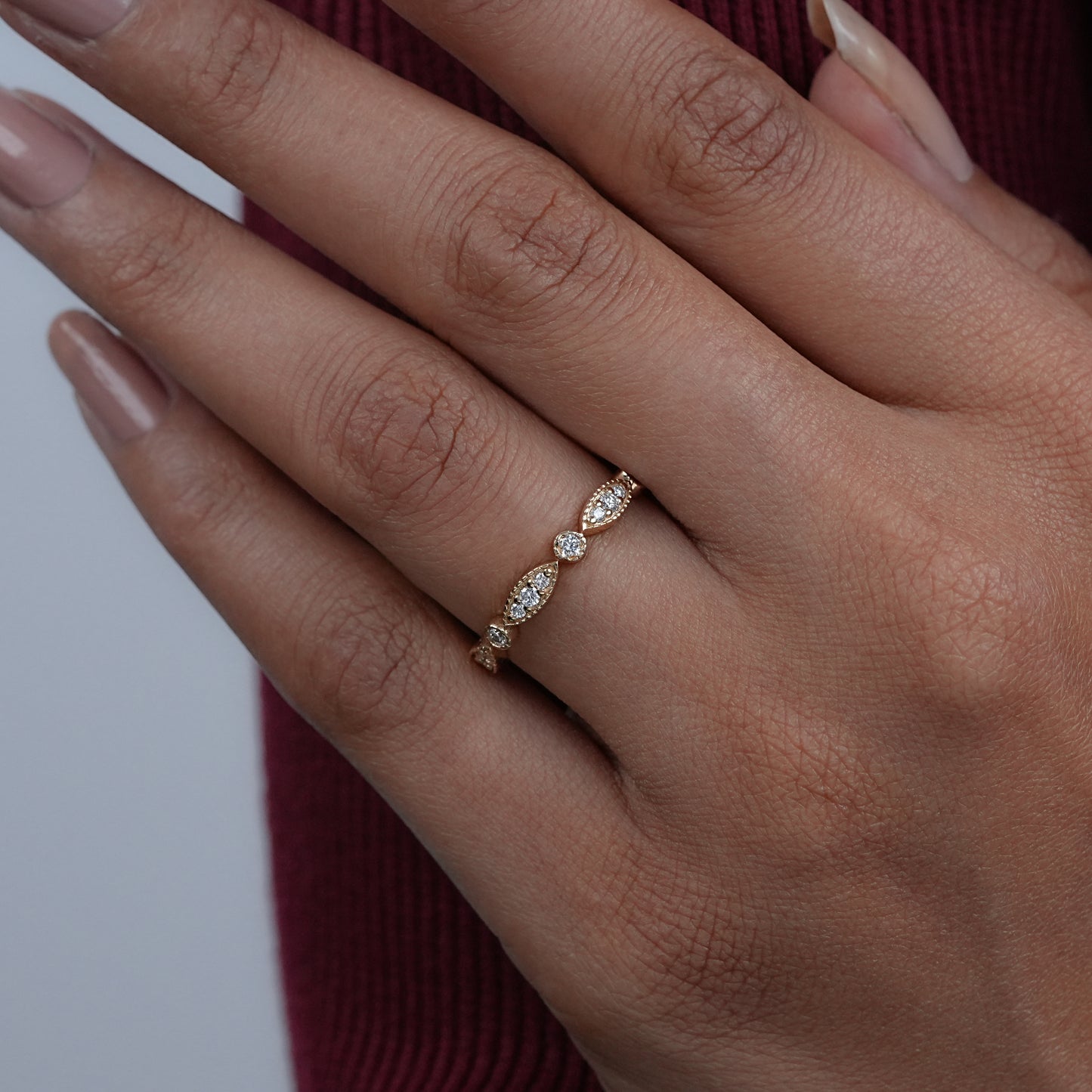 Round Cut Lab Diamond Milgrain Set Band