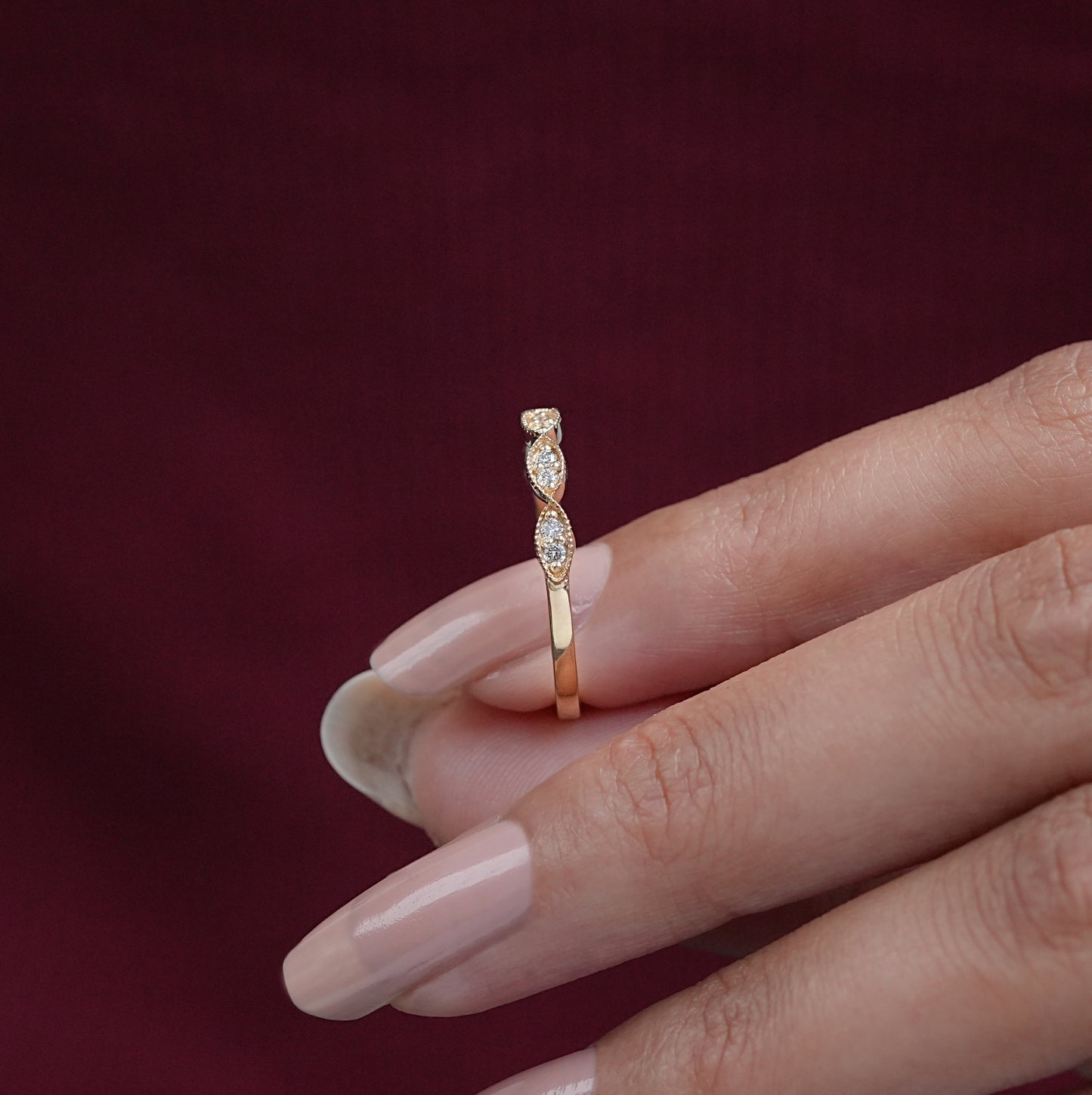 Round Cut Lab Diamond Milgrain Set Half Band