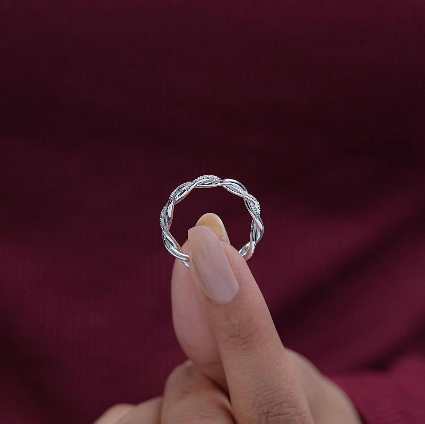 Round Cut Lab Diamond Petite Twisted Band