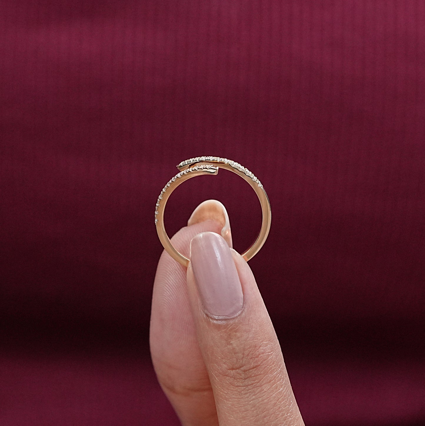 Round Cut Lab Diamond Bypass Wedding Ring