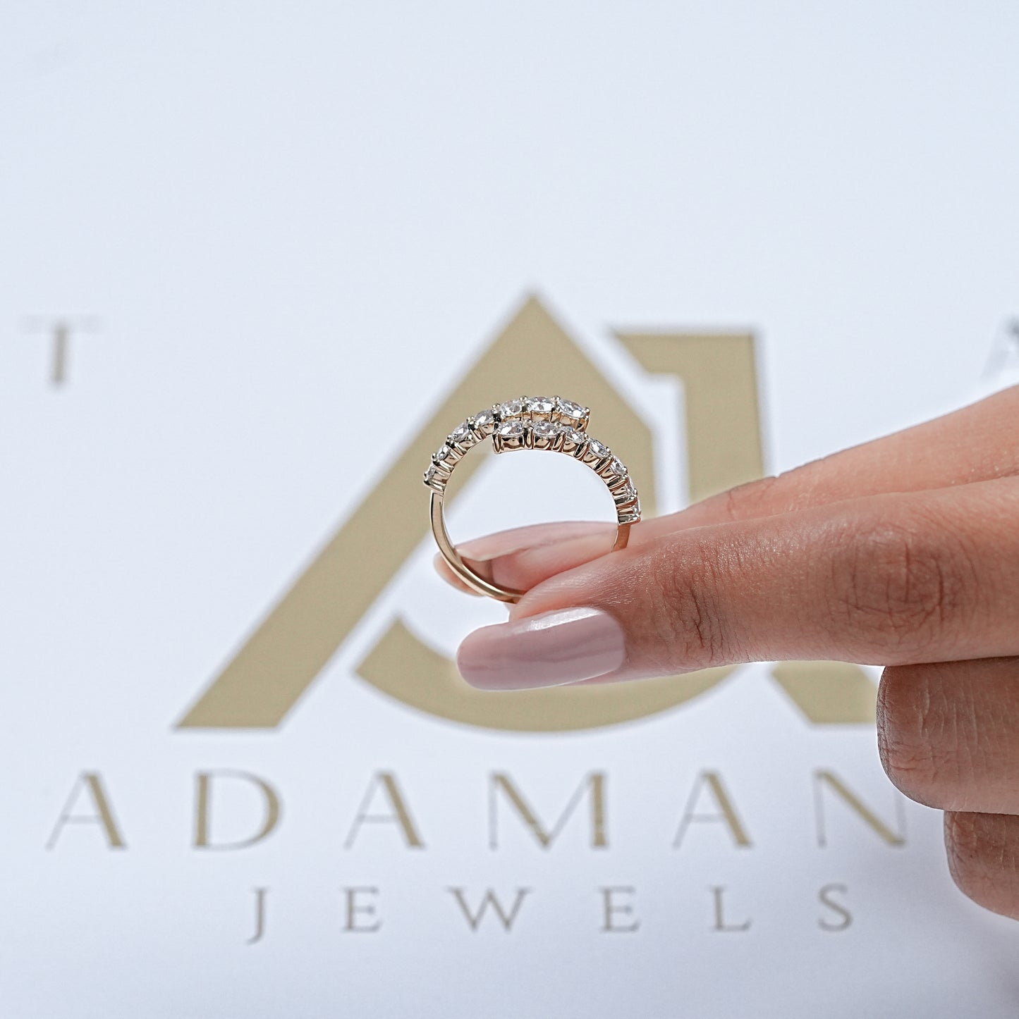 Yellow Gold Round Cut Lab Diamond Bypass Ring