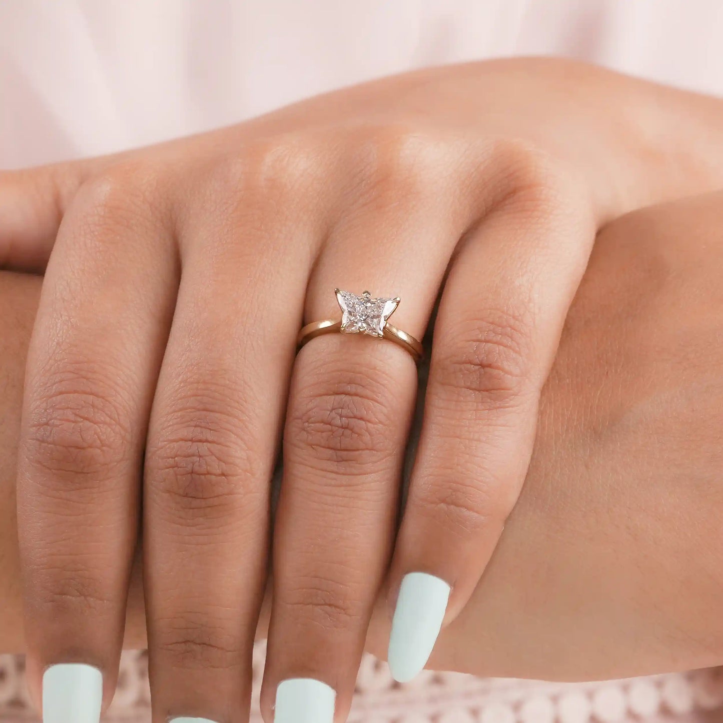 Fancy Pink Butterfly Cut Solitaire Diamond Engagement Ring