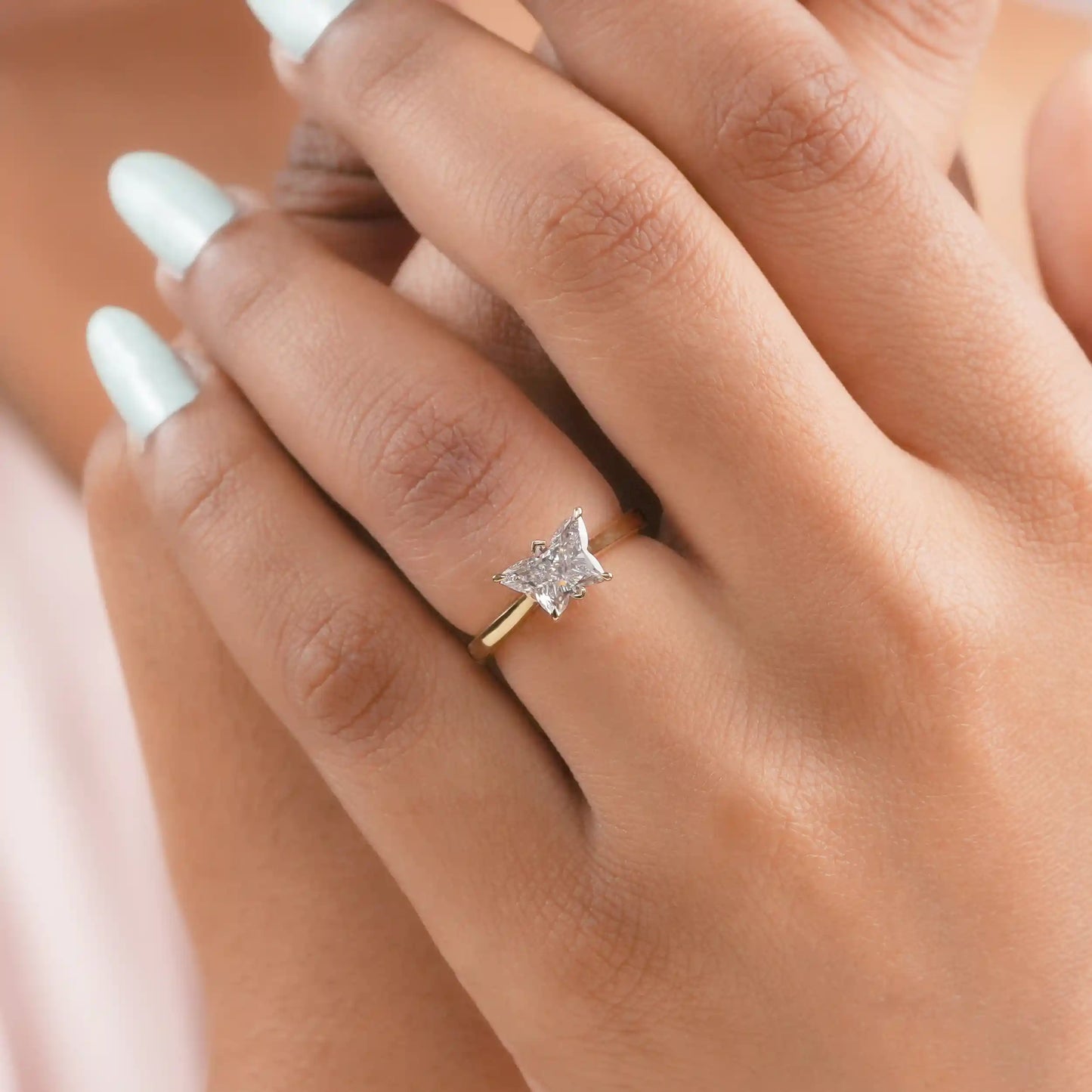 Fancy Pink Butterfly Cut Solitaire Diamond Engagement Ring