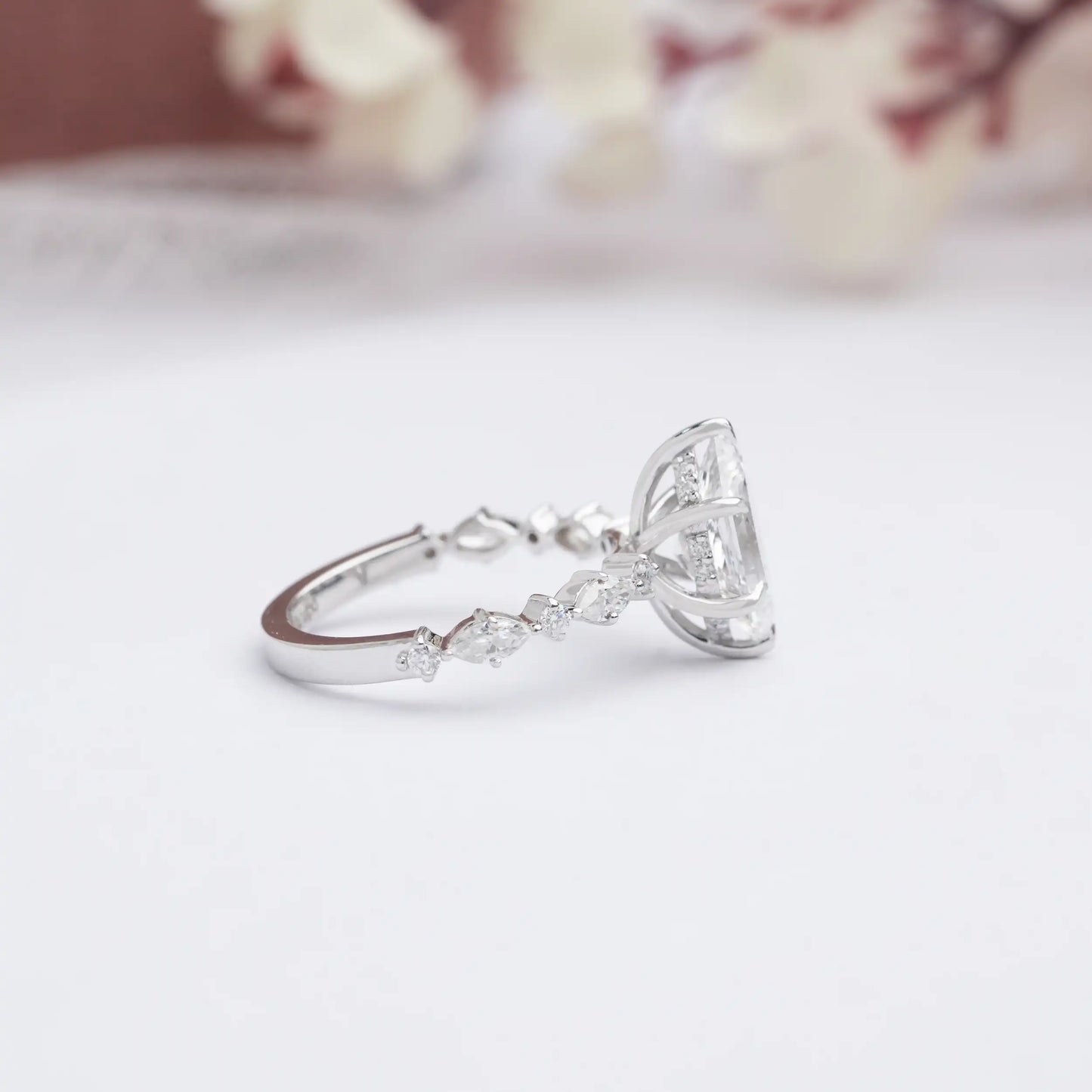 Antique Dutch Marquise Cut Accent Lab Diamond Ring