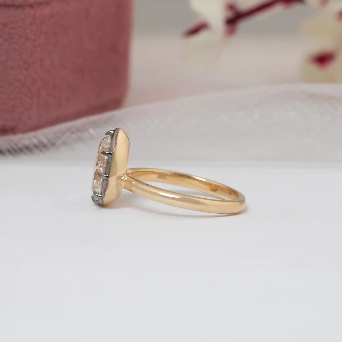 2.60 Carat Old Cut Pear Solitaire Lab Diamond Ring