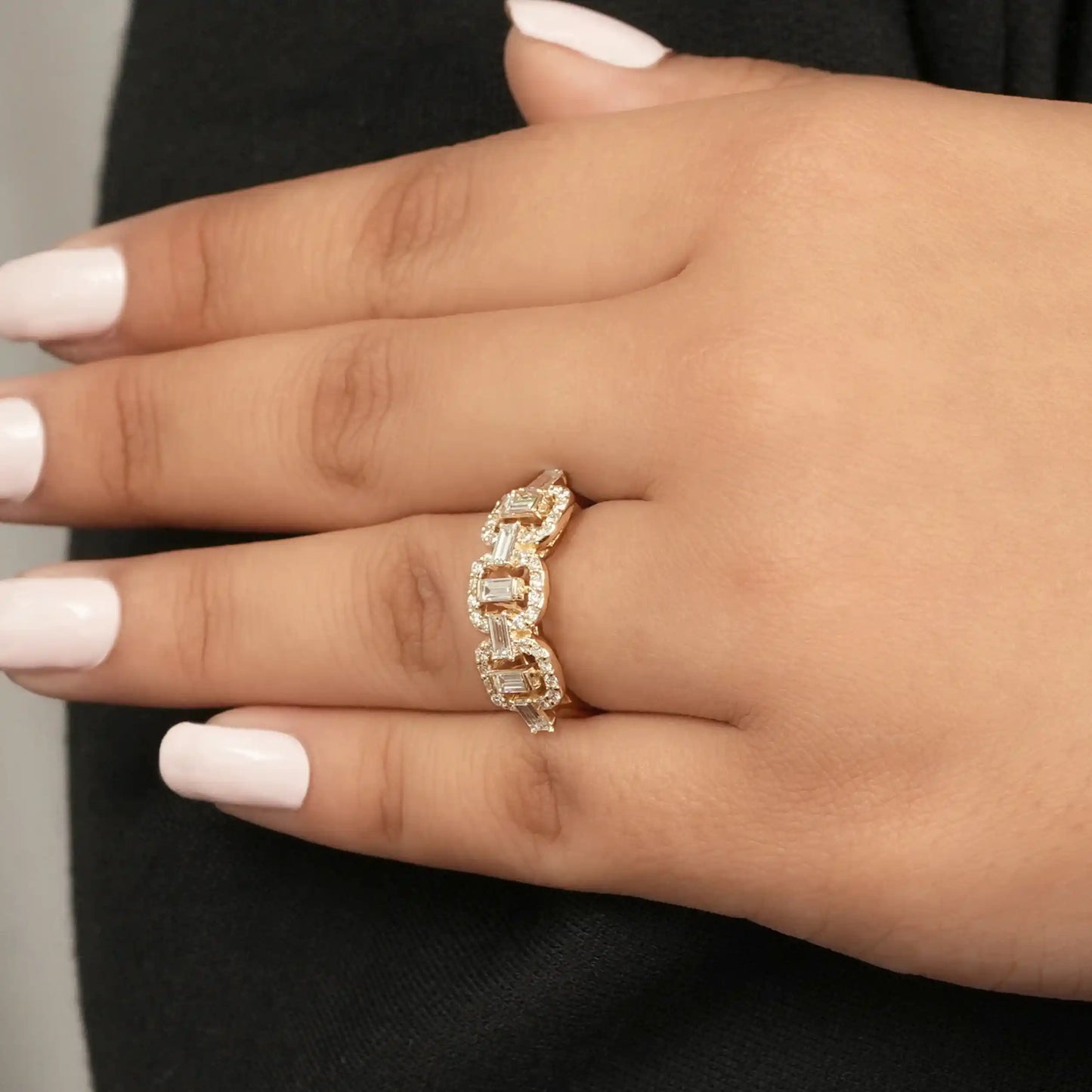 Baguette And Round Cut Three Stone Engagement Ring