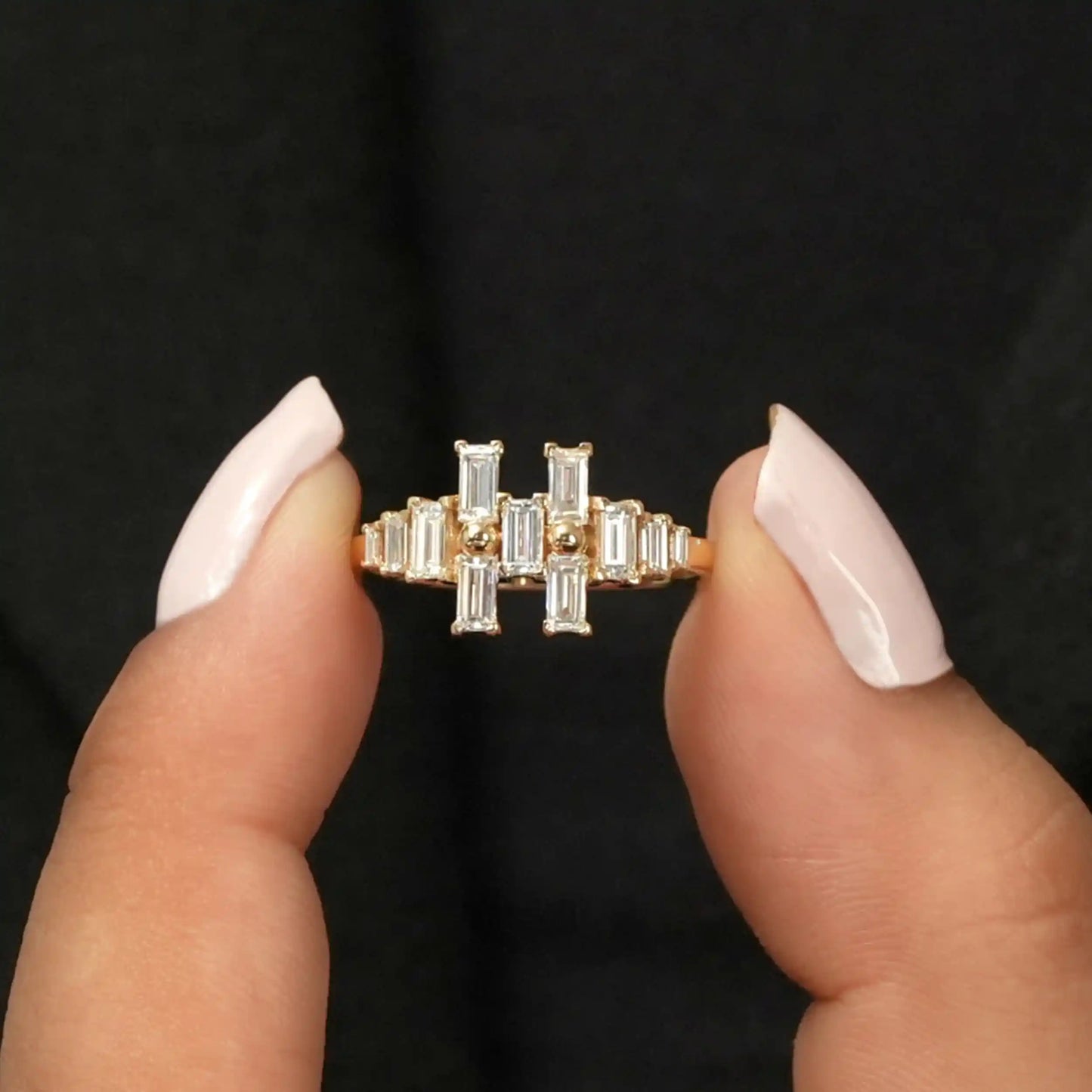 Baguette Cut Cluster Diamond Anniversary Ring