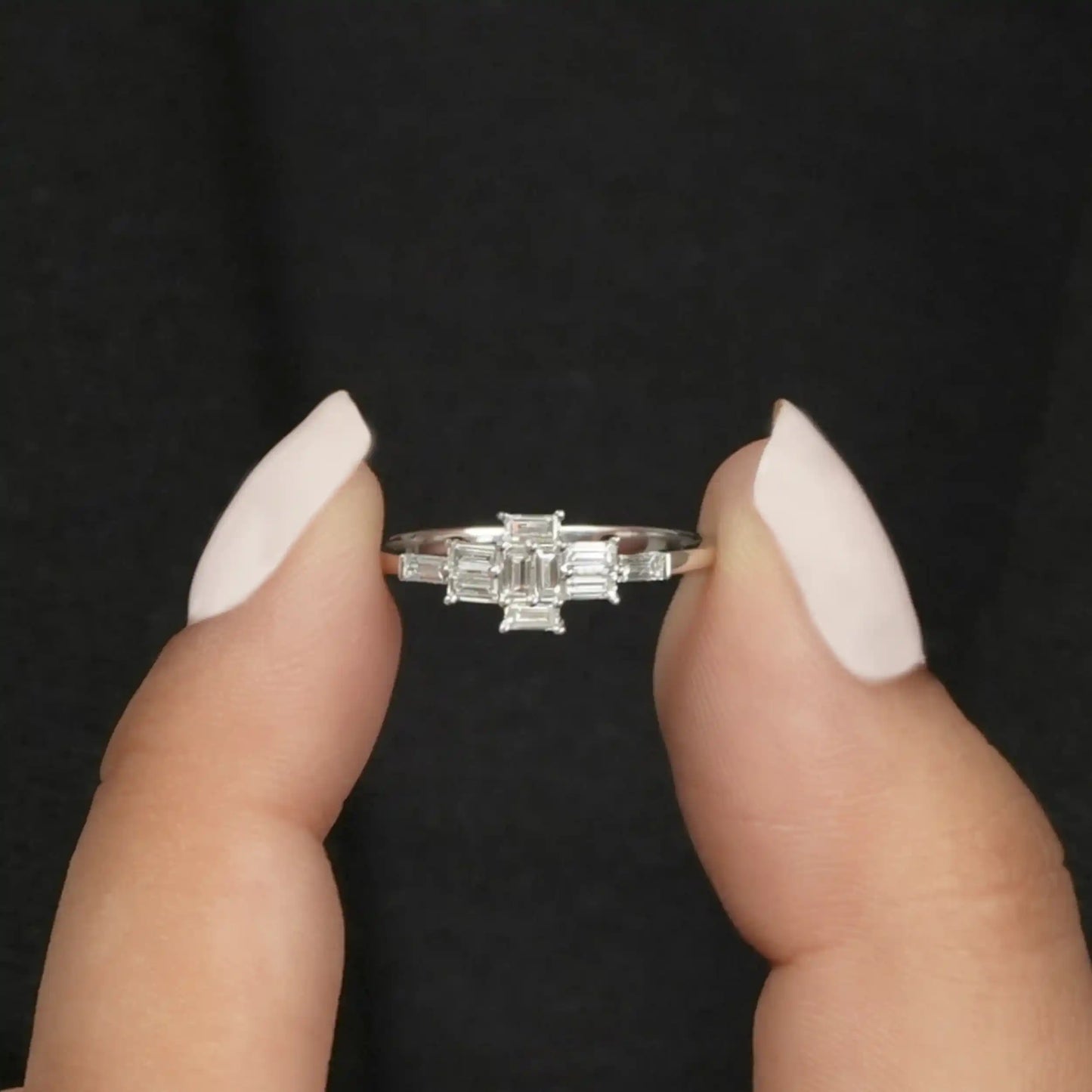 Baguette Cut Cluster Diamond Anniversary Ring