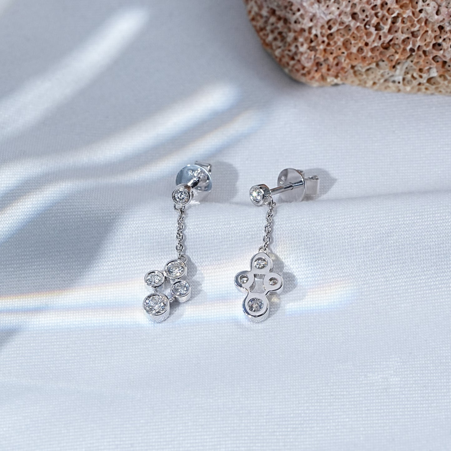 Bezel Set Round Cut Lab Diamond Dangle Earrings