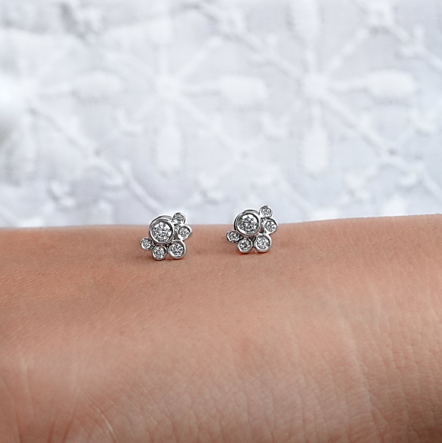 Bezel Set Round Lab Diamond Dainty Studs