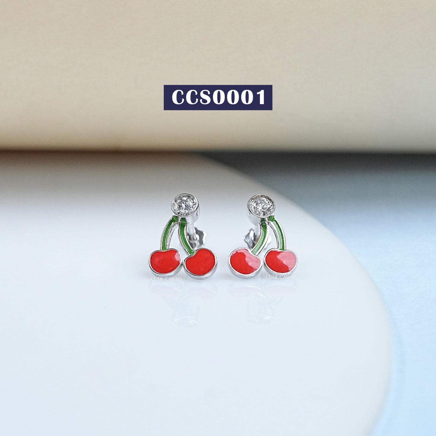 Cherry Enamel Diamond Earrings