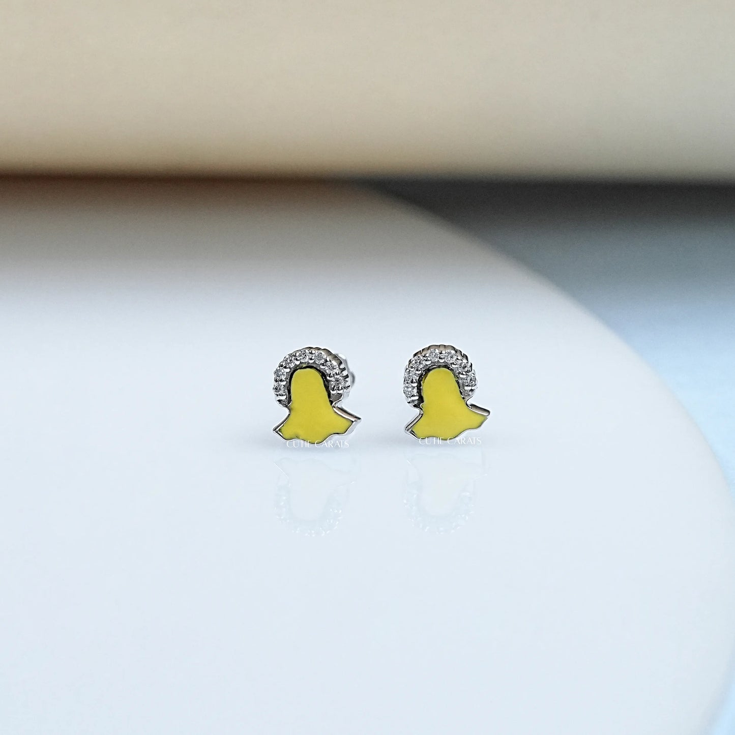 Yellow Enamel Snapchat Earring For Toddler