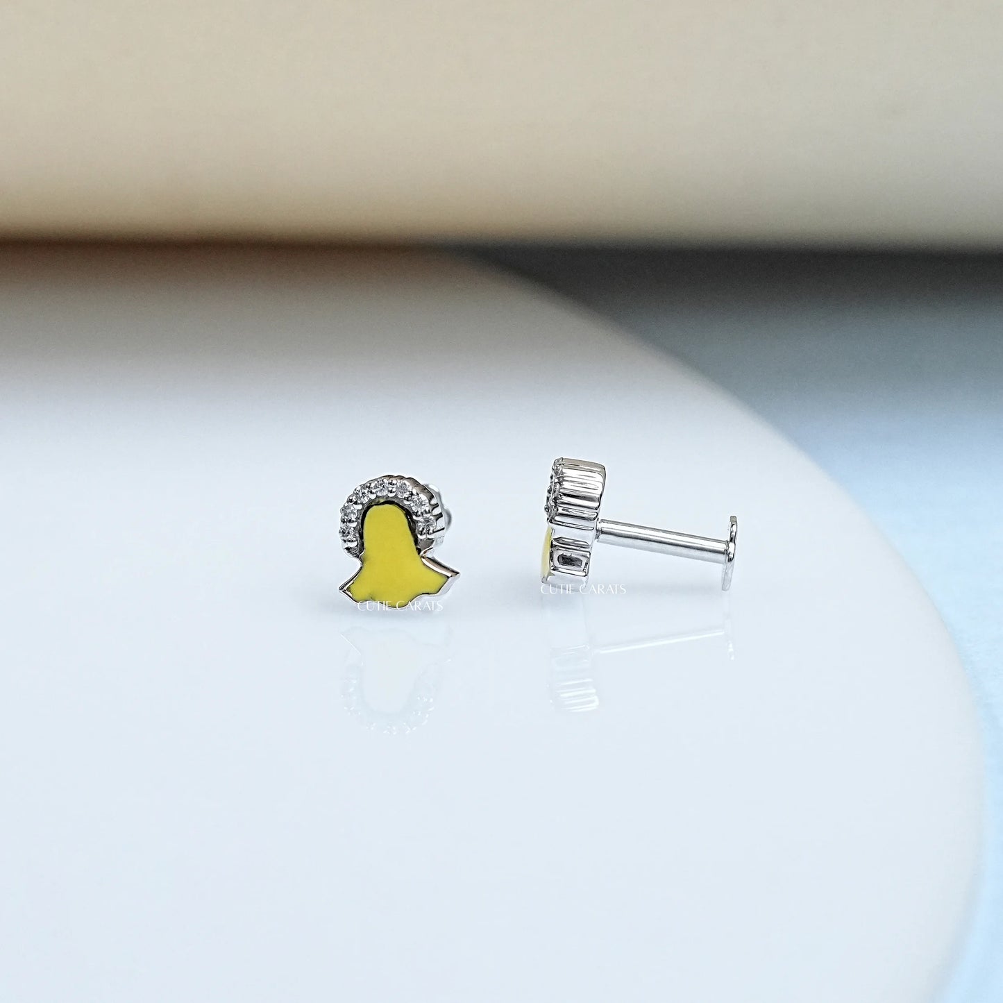 Yellow Enamel Snapchat Earring For Toddler