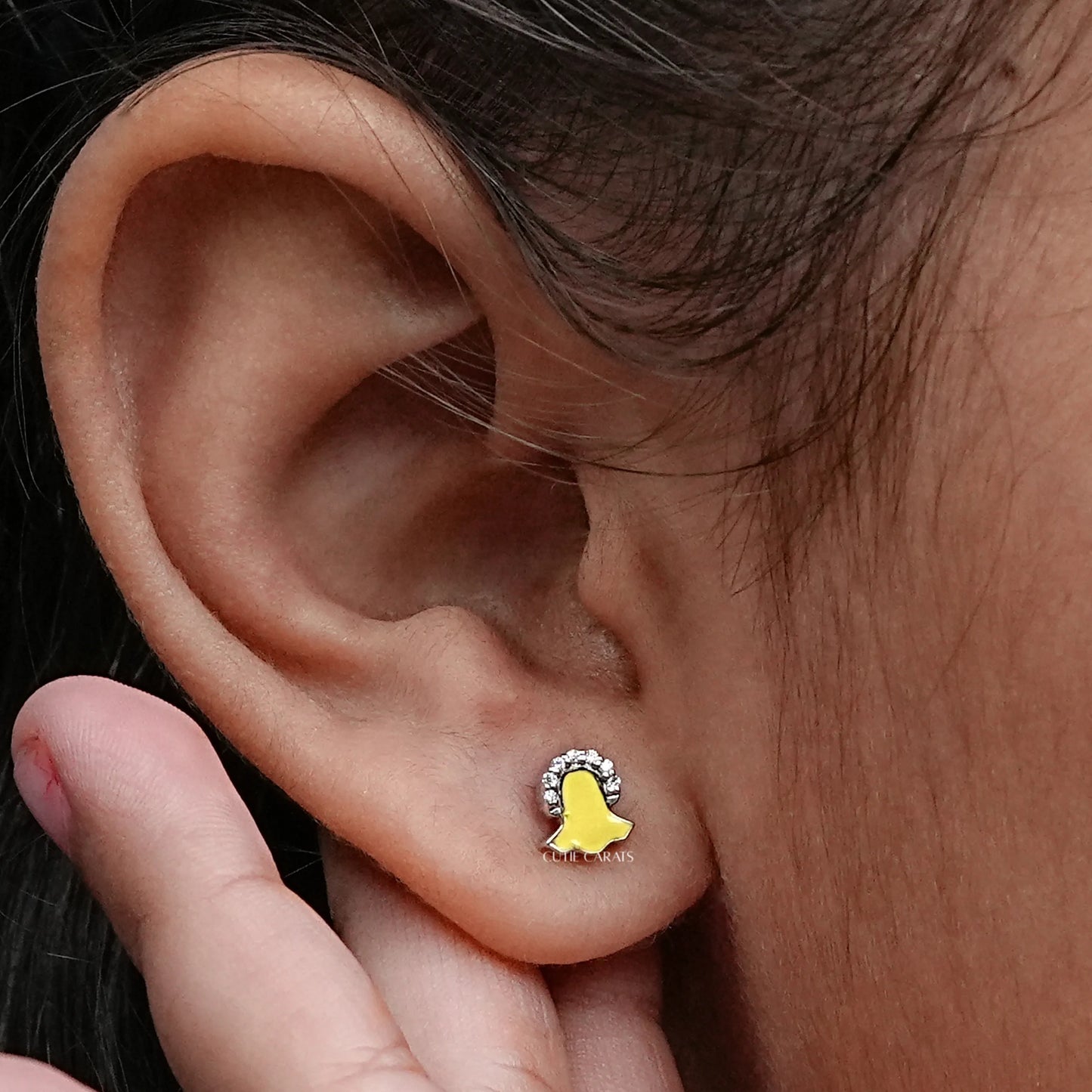 Yellow Enamel Snapchat Earring For Toddler