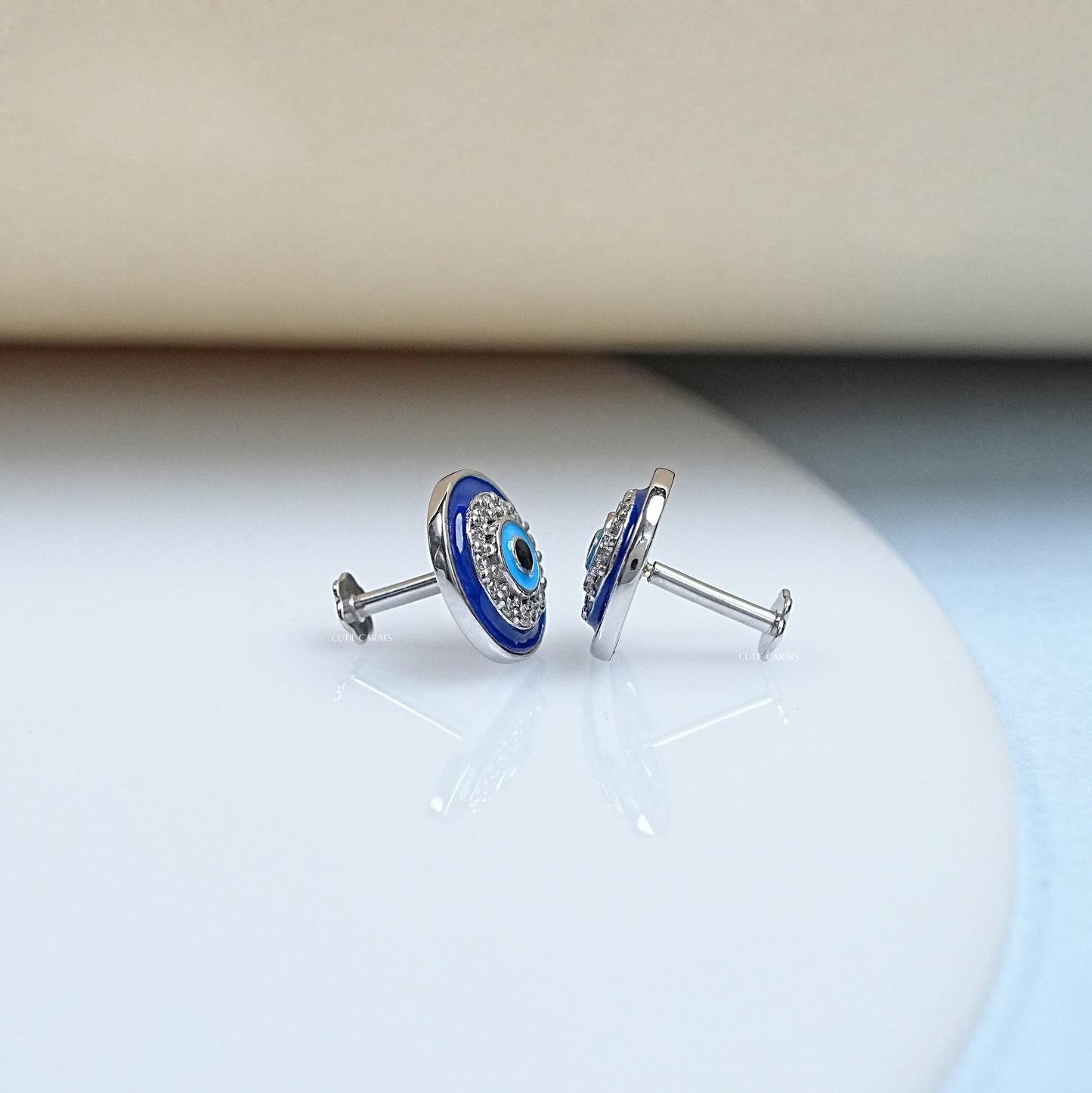 Enamel Evil Eye Diamond Earrings