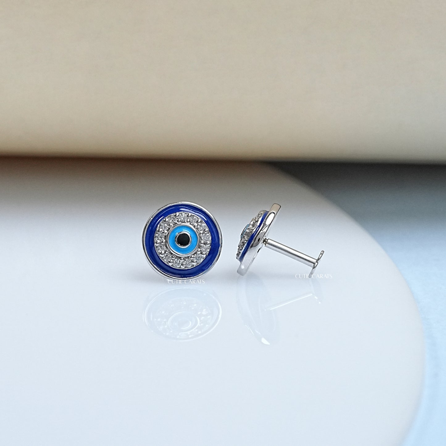 Enamel Evil Eye Diamond Earrings