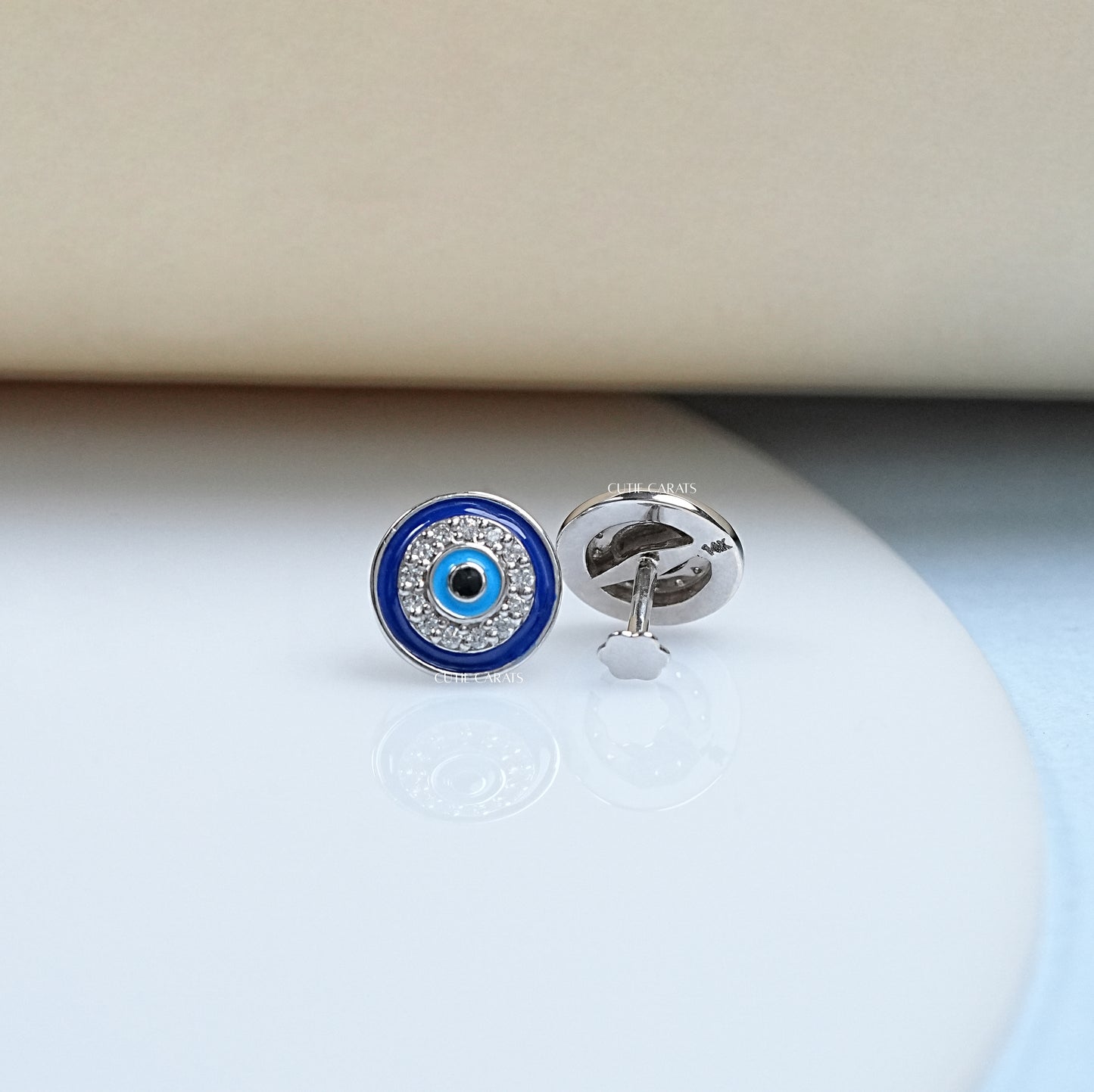 Enamel Evil Eye Diamond Earrings
