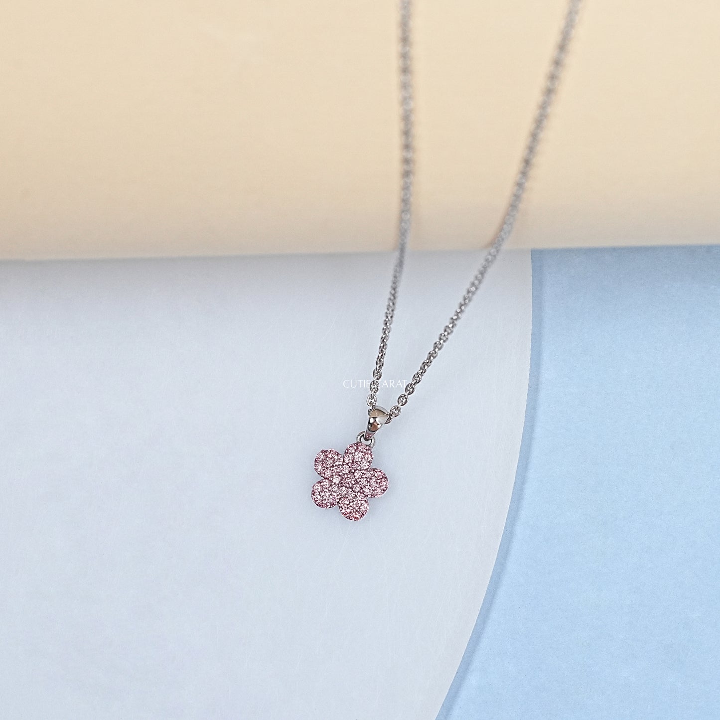 Pink Diamond Flower Pendant