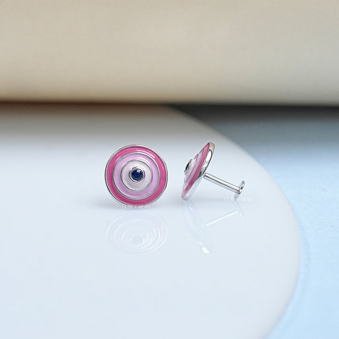 Enamel Gemstone Dainty Studs