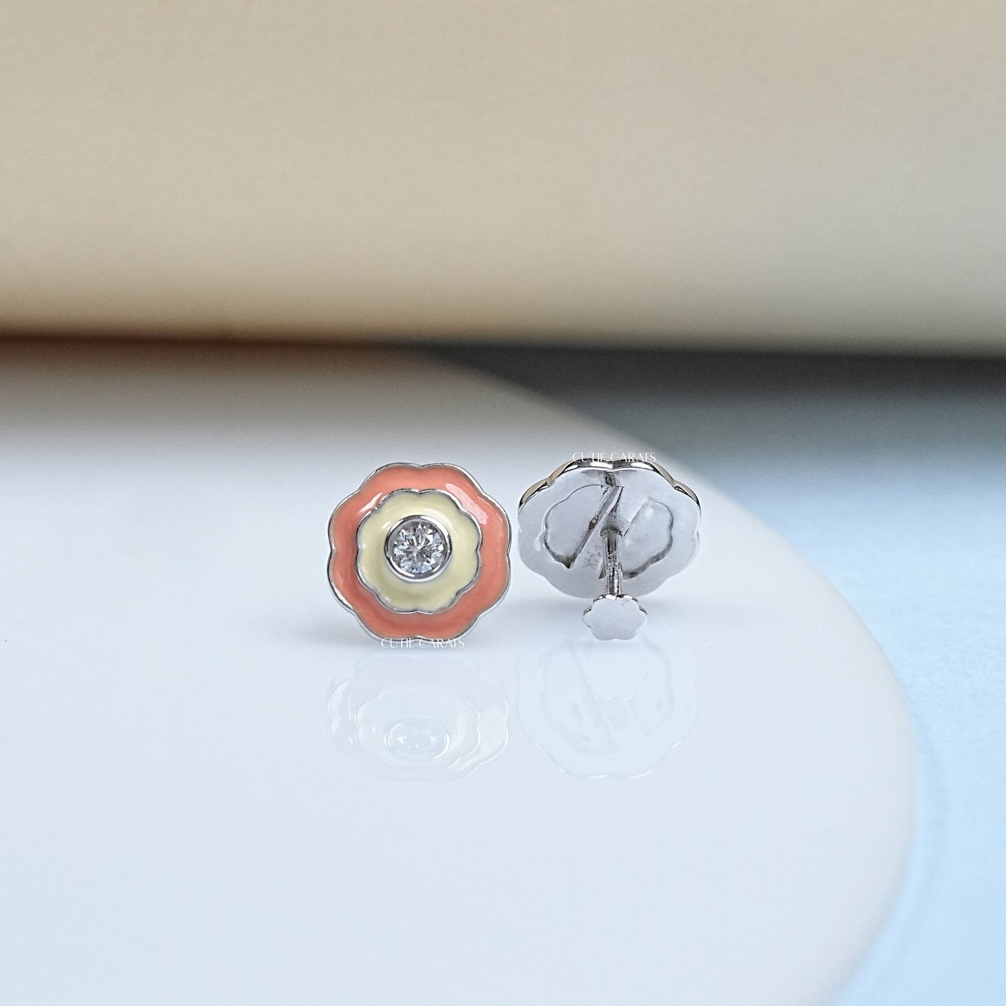 Lab Grown Diamond Enamel Stud Earrings