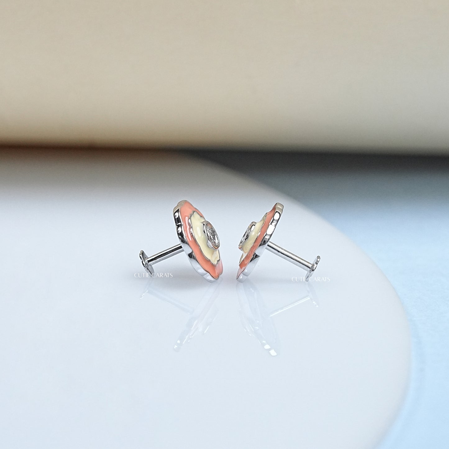 Lab Grown Diamond Enamel Stud Earrings