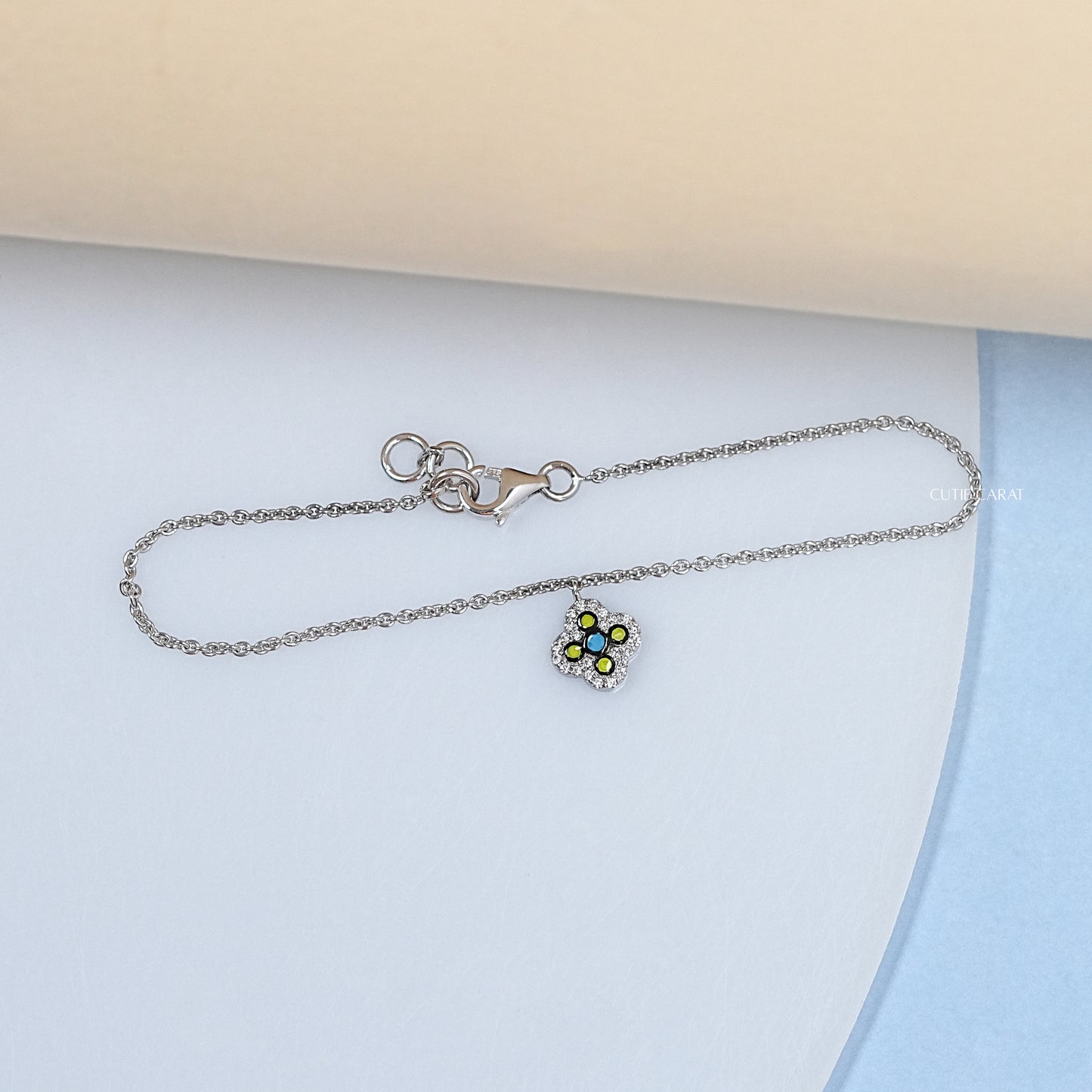 Enamel Flower Charm Anklet