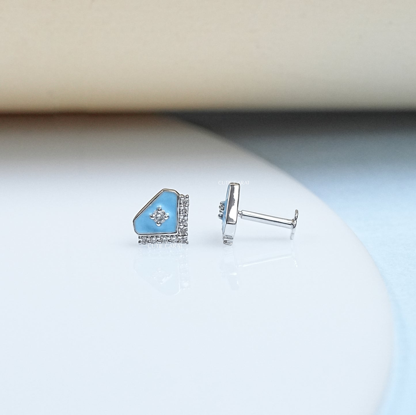 Diamond Shape Enamel Stud Earrings