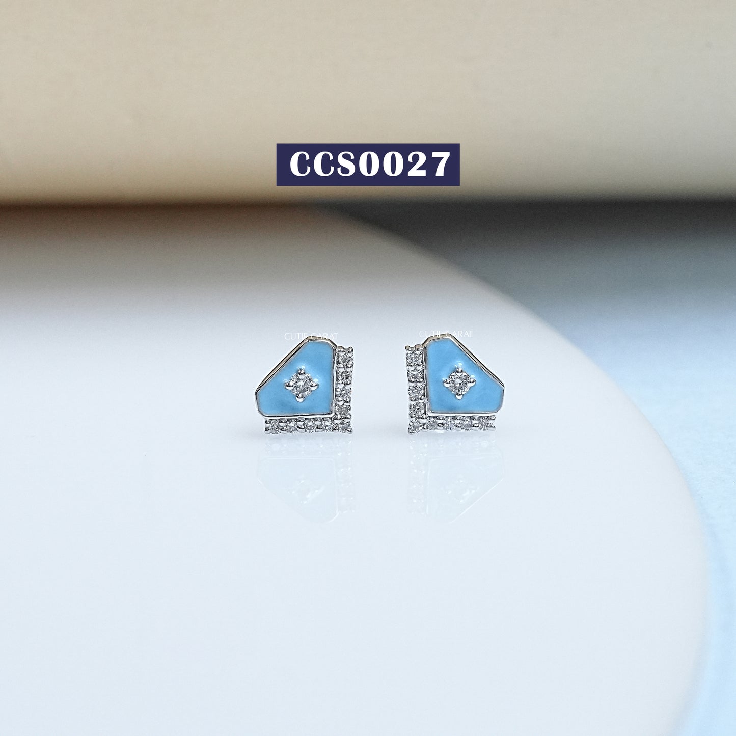 Diamond Shape Enamel Stud Earrings