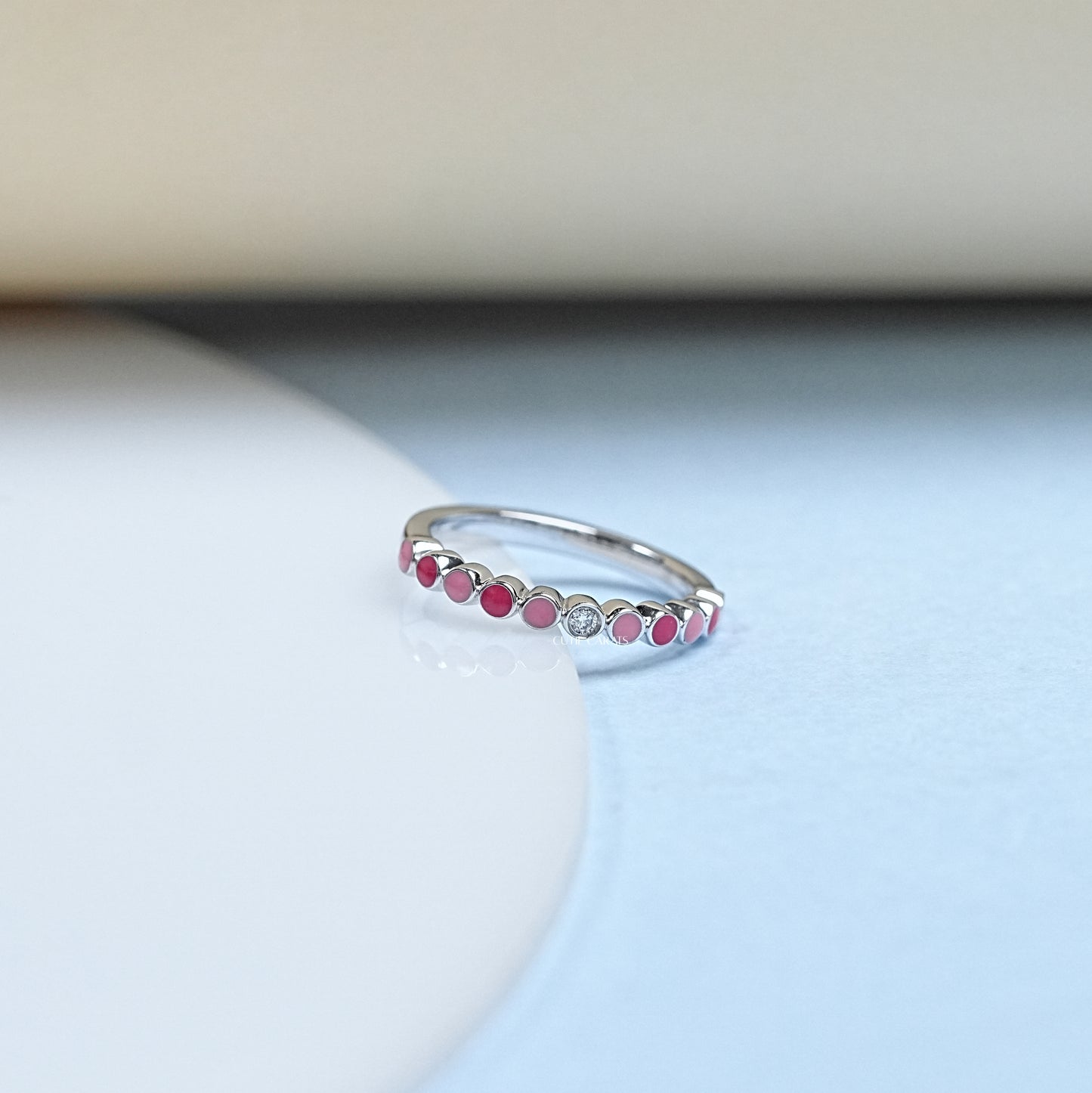 Pink Enamel Stackable Ring