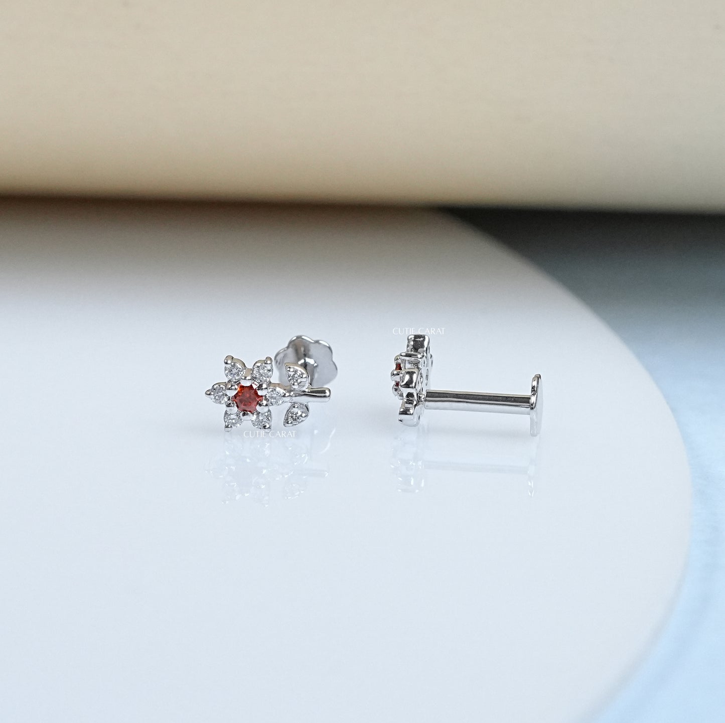 Lab Diamond Dainty Flower Stud