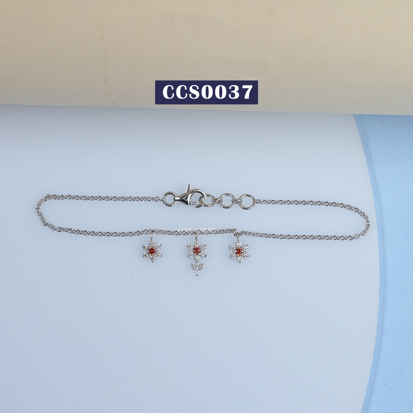 Lab Grown Diamond Flower Charm Anklet