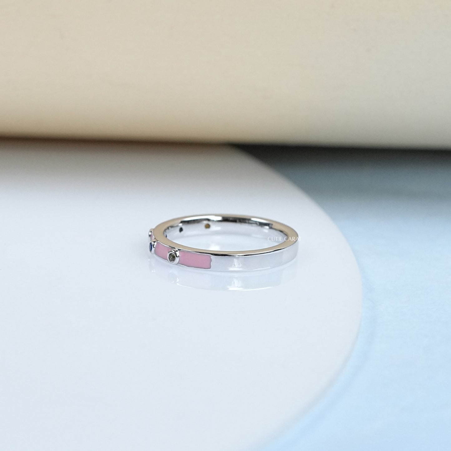 Gemstone Enamel Half Eternity Band
