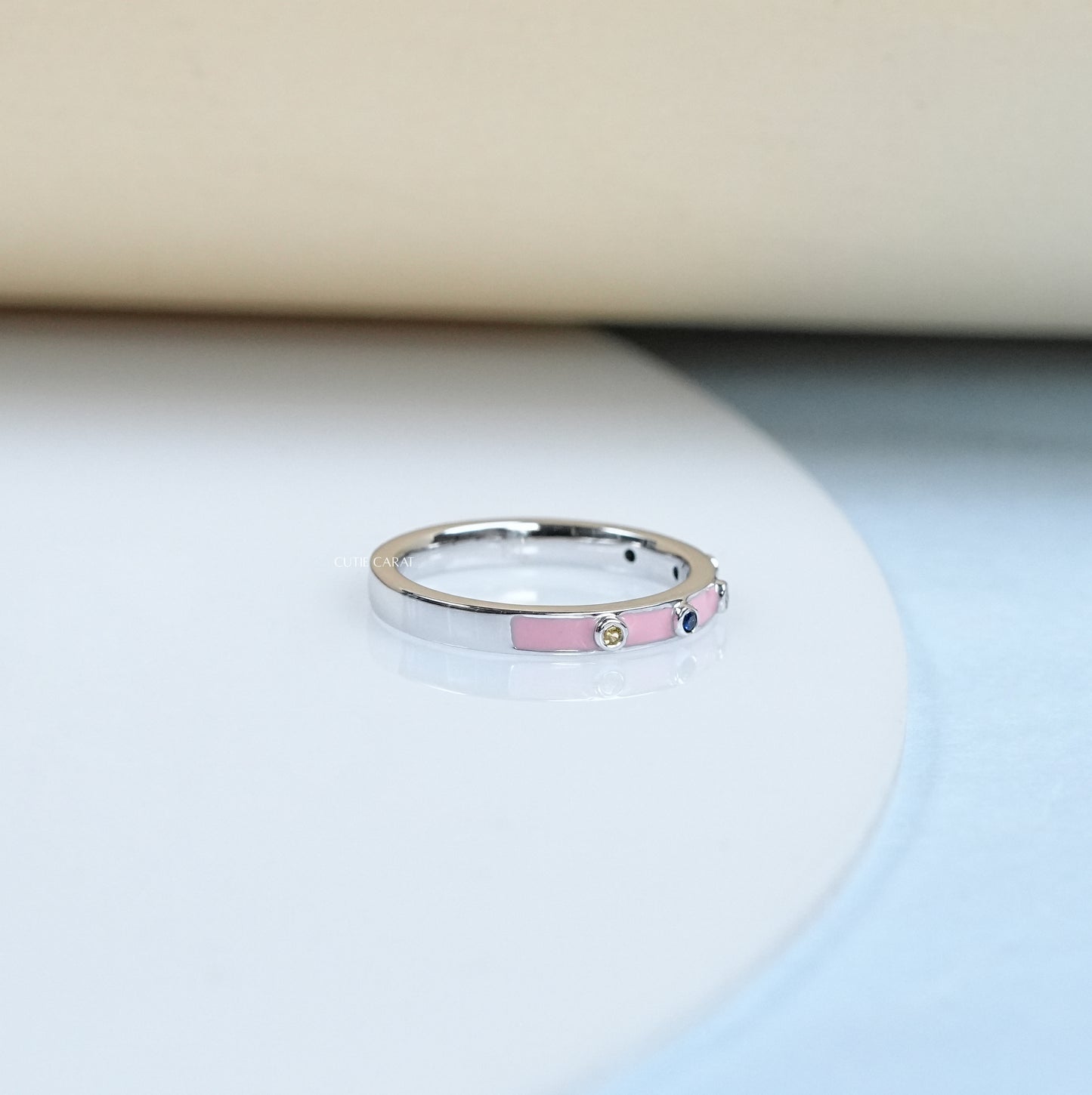 Gemstone Enamel Half Eternity Band