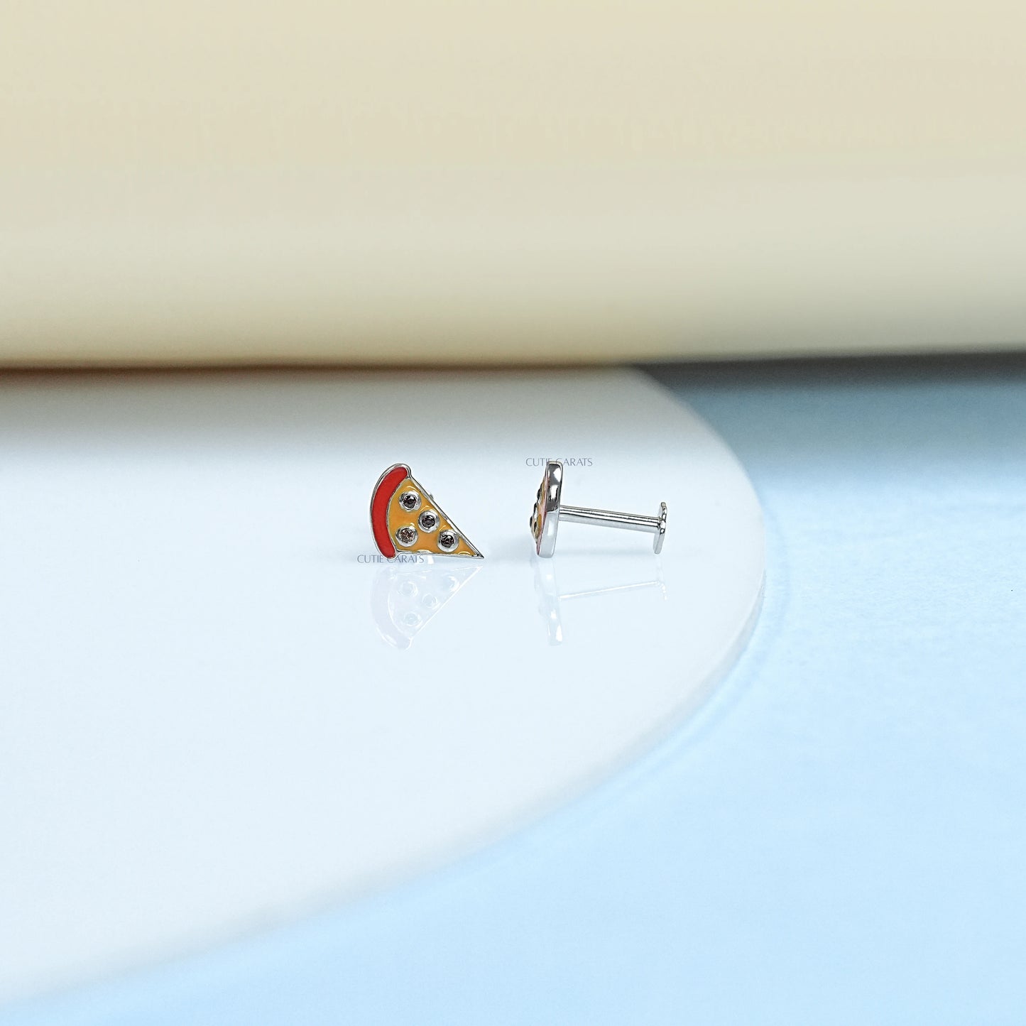 Enamel Pizza Slice Stud Earring For Kids