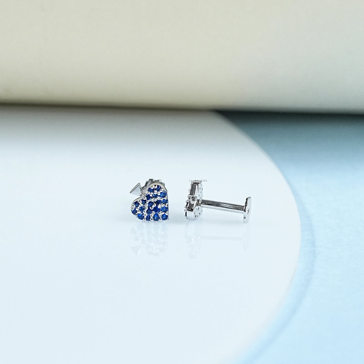 Sapphire Round Spade Suit Stud