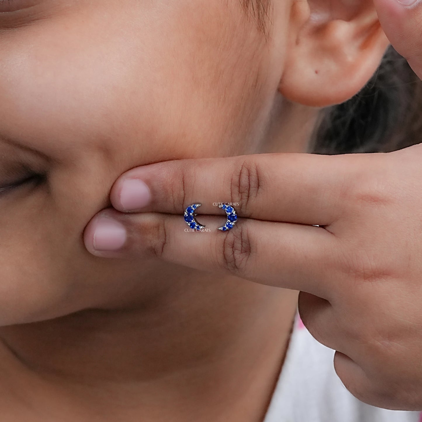 Sapphire Crescent Moon Earrings
