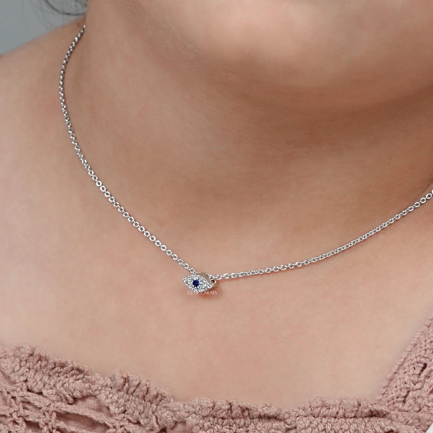 Diamond And Sapphire Evil Eye Pendant