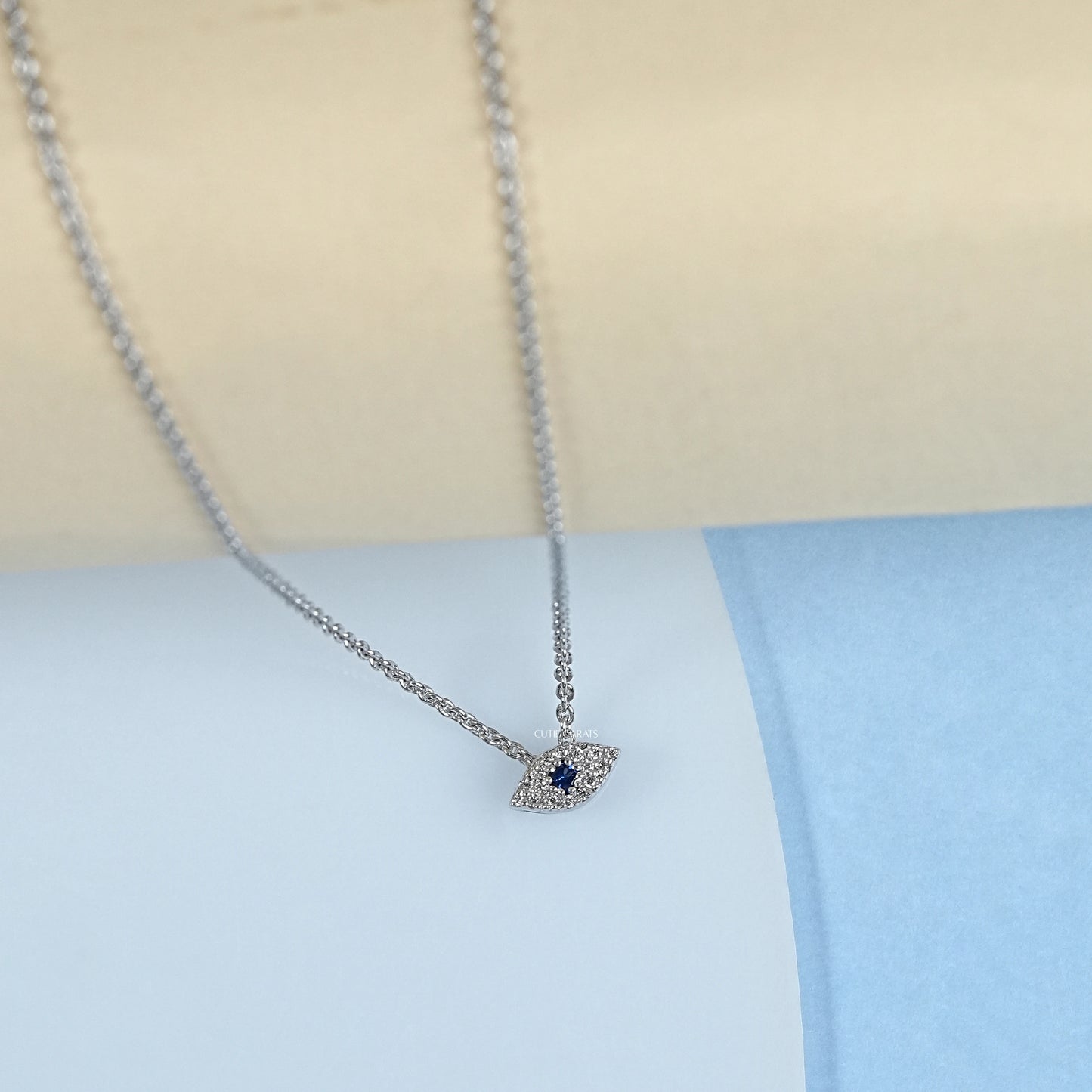 Diamond And Sapphire Evil Eye Pendant