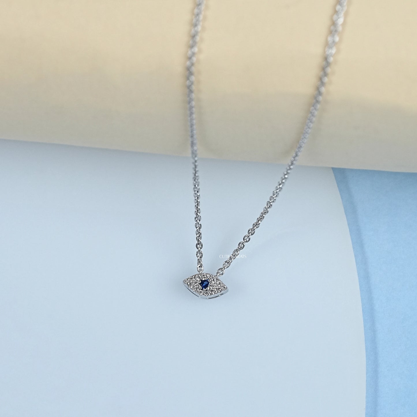 Diamond And Sapphire Evil Eye Pendant