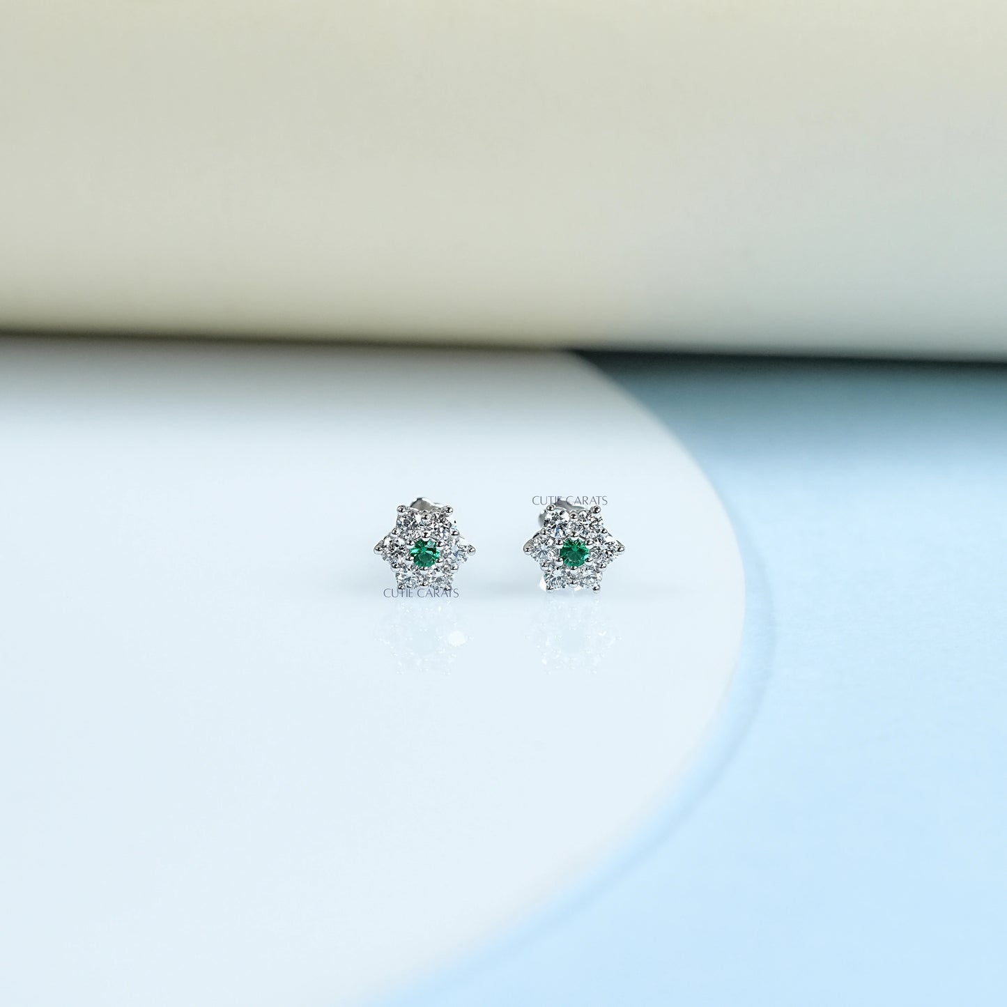 Minimalist Gemstone And Diamond Flower Stud Earring