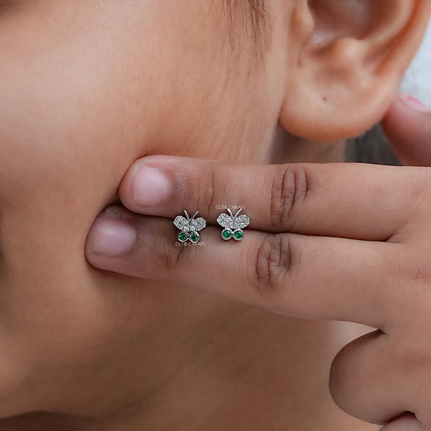 Minimalist Gemstone And Diamond Butterfly Earrings