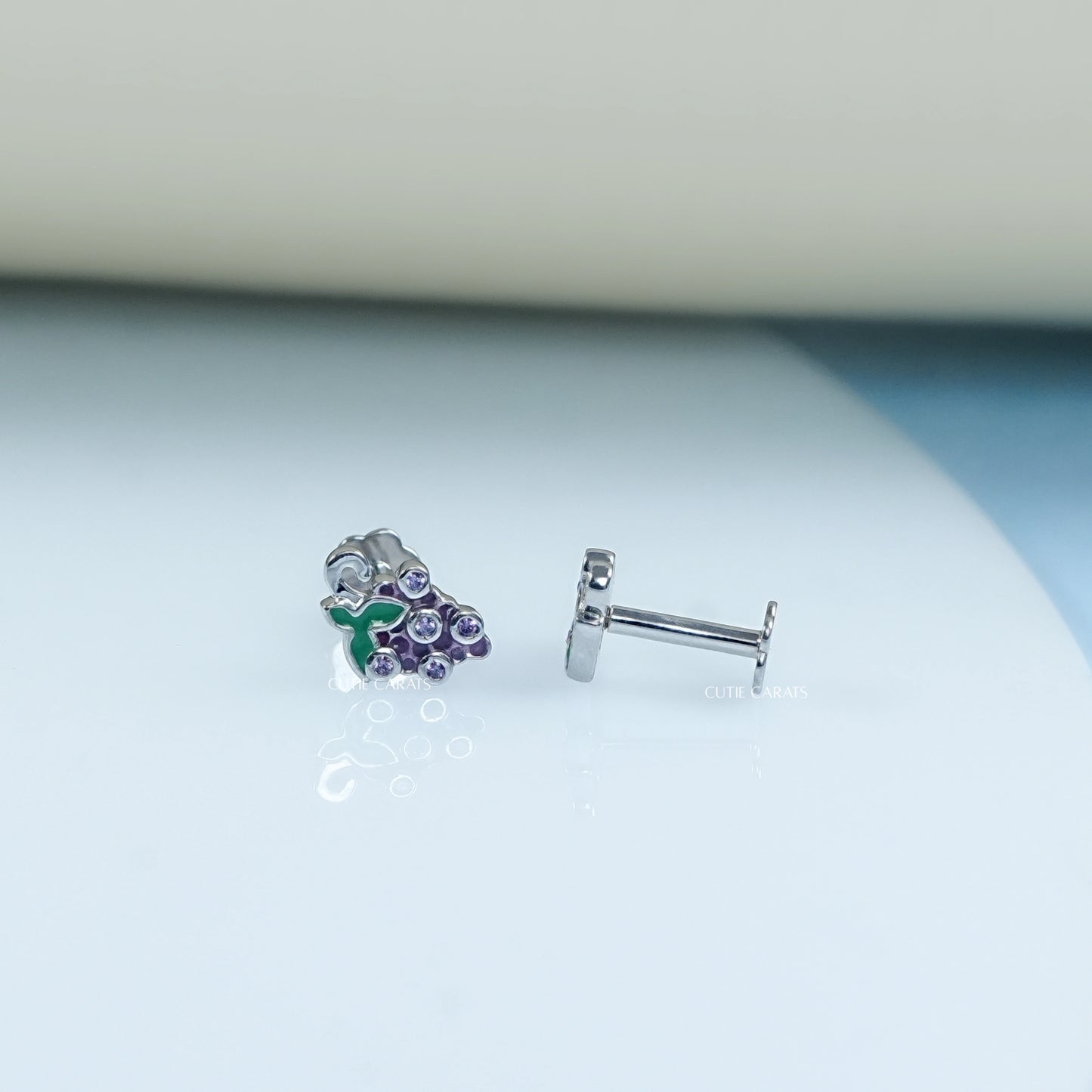 Grapes Shape Purple Gemstone Stud Earrings