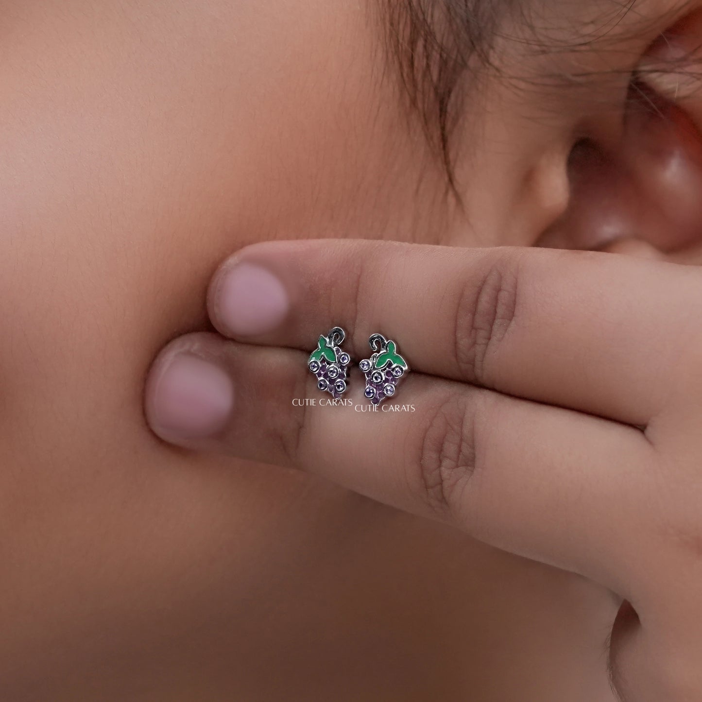 Grapes Shape Purple Gemstone Stud Earrings