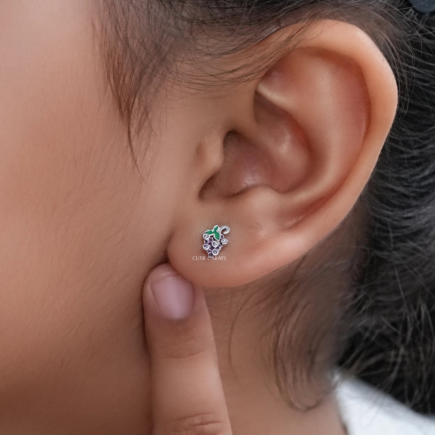 Grapes Shape Purple Gemstone Stud Earrings