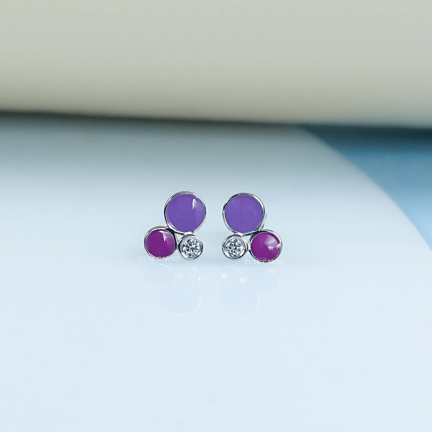 Cute Purple Enamel Earring For Toddler