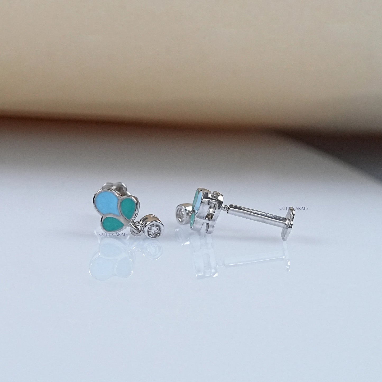 Colored Enamel Stud Earrings For Toddler