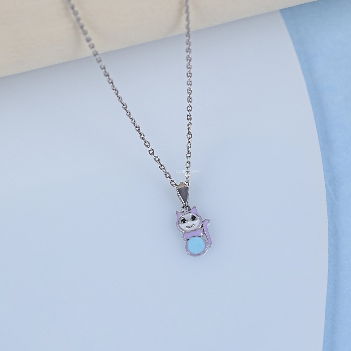 Black Round Diamond Cat Shape Baby Pendant