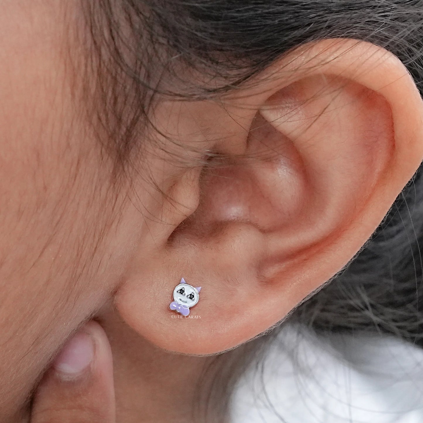 Cat Shape Enamel Stud For Kids